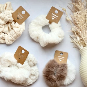 Cream Hair Scrunchie todos los días usar crema y beige accesorio para el cabello regalo único para su dama de honor idea de regalo fiesta nupcial favores de boda