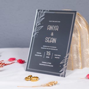 Invitation dorée, Invitation de mariage avec photo, Invitation dorée, Invitation de mariage, Carte d'invitation dorée, Acrylique de luxe