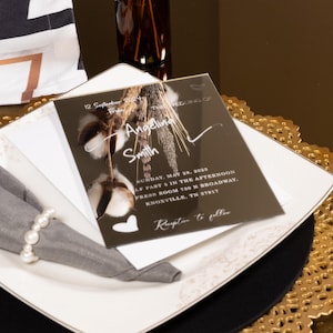 Gold Vergoldung Einladung, Hochzeitseinladung mit Foto, Goldene Einladung, Hochzeit lädt Set, Gold gespiegelt Einladungskarte, Luxus-Acryl