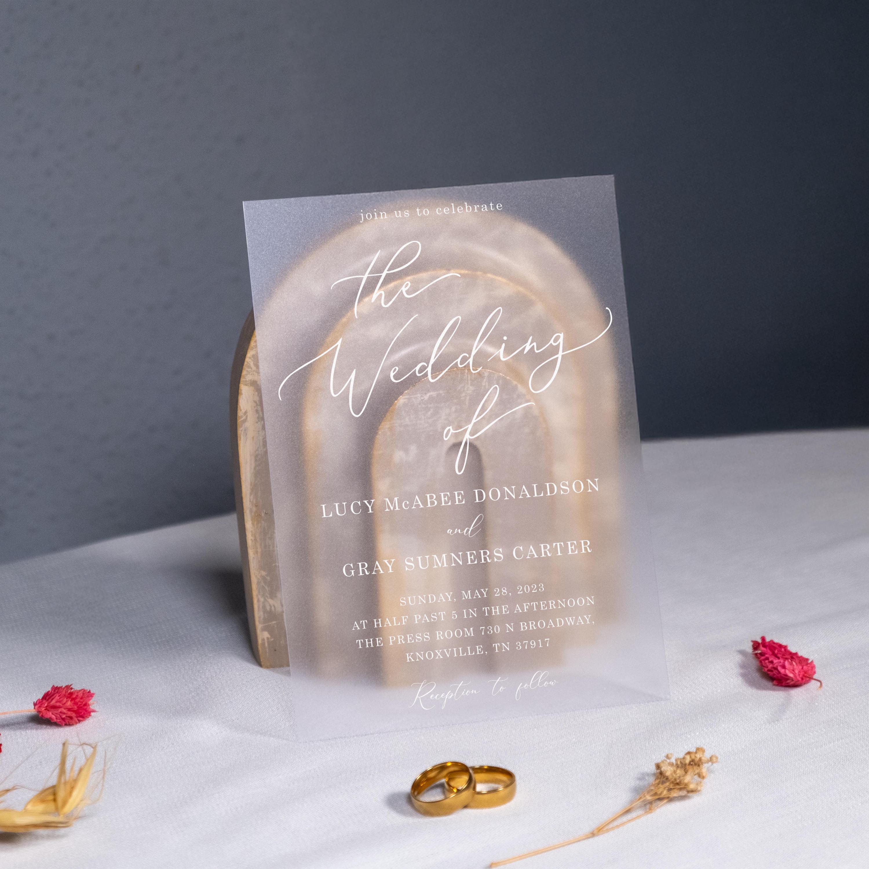 Personalized Frosted Pvc Wedding Invitation: Floral Design - Etsy