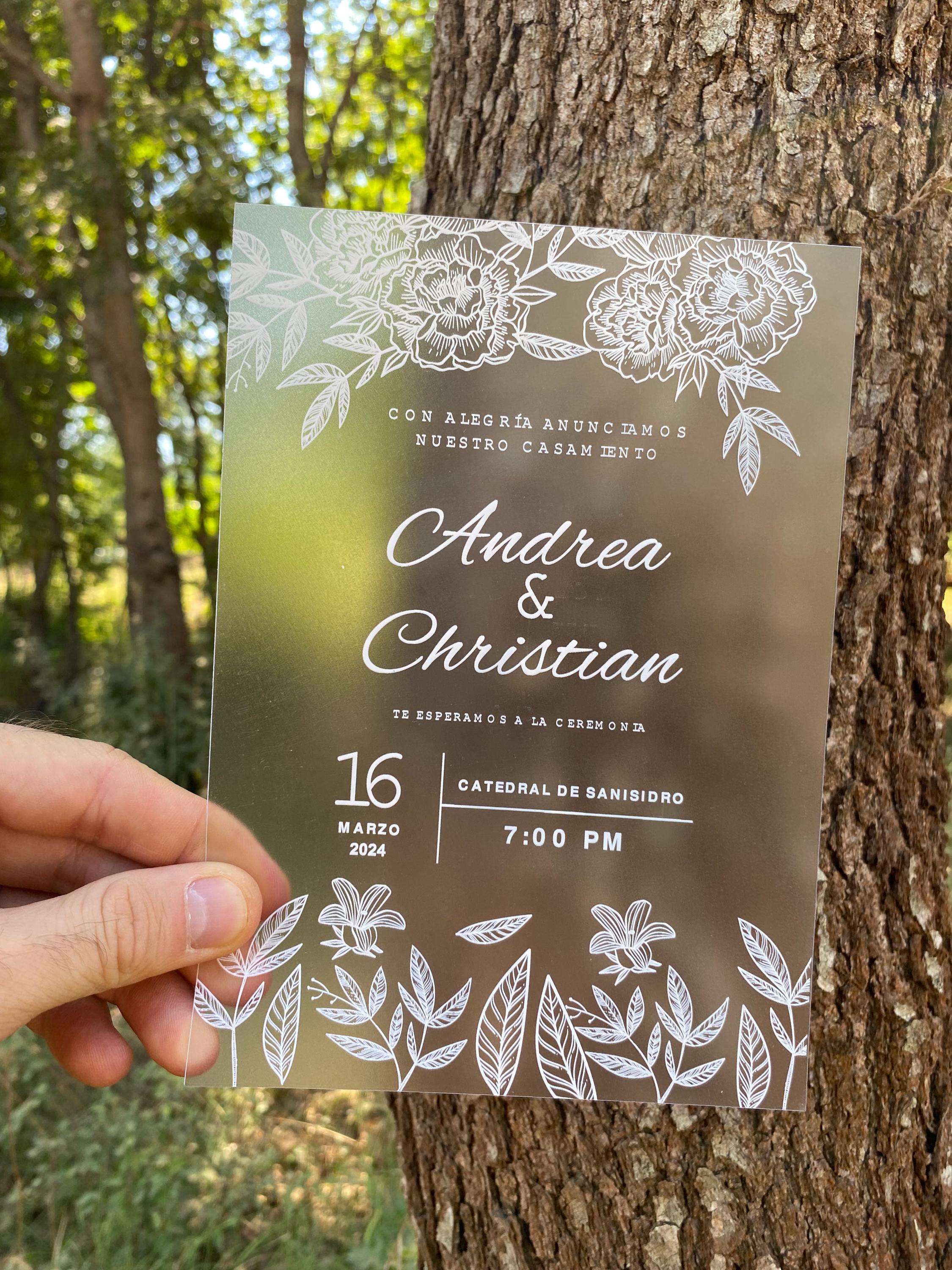 Frosted Floral Acrylic Invitation