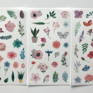 6 Plant Sticker Sheets/ Botanical Scrapbook Stickers/ Flower Stickers/ Card Making Stickers/ Craft Supplies/ Ephemera Stickers/ Journal image 1