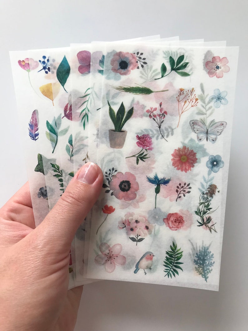 6 Plant Sticker Sheets/ Botanical Scrapbook Stickers/ Flower Stickers/ Card Making Stickers/ Craft Supplies/ Ephemera Stickers/ Journal image 6