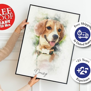 Custom Watercolor Pet Portrait: Dog Painting, Personalized Art