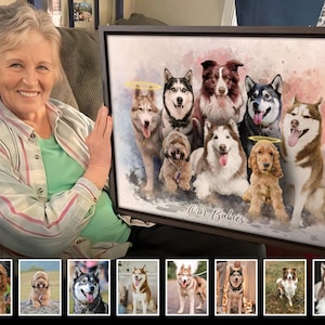 Multiple pet Portrait, Multiple Dogs Portrait, Custom Pet Portrait, Pet Portrait from Photo, Custom Dog Cat Art, Pet loss gift, Pet memorial