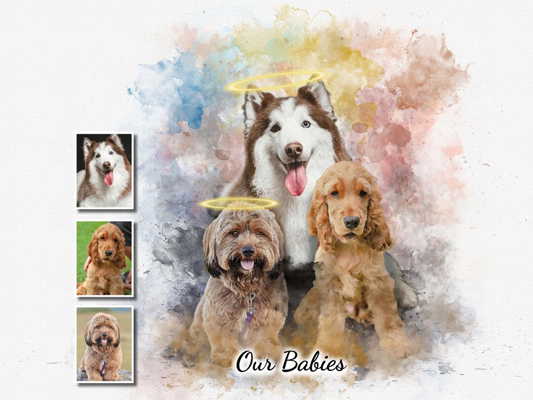 Personalized Pet Portrait Painting: Custom Dog Memorial Art (digital ...