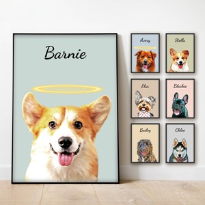 Custom Dog Portrait From Photo - Digital Cartoon - In Memory Of Dog - Dog Loss Gift  - Dog with Halo, Pet with Halo