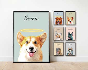 Custom Dog Portrait with Halo: Pet Memorial Art (Digital Option)