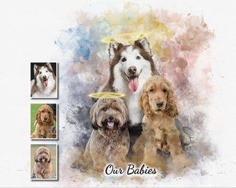Custom Pet Portrait from Photo: Dog Memorial Painting