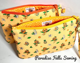 Orange Bird Wristlet Wallet with Card Slots & D-Ring