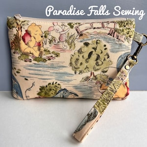 Bestseller is back!! Pooh and Friends Picnic Three Card Slots Zippered Wristlet Wallet Clutch by Paradise Falls Sewing