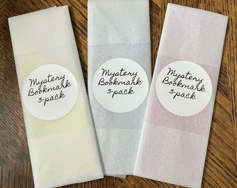 Mystery Bookmark 3-pack - laminated bookmark, handmade, gift idea, book accessories, book gift, bookish, mystery, surprise, blind date