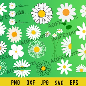Daisy svg, Daisy png, svg Marguerite simple, Daisy svg cricut, svg fleurs sauvages, fleur Dxf, téléchargement numérique