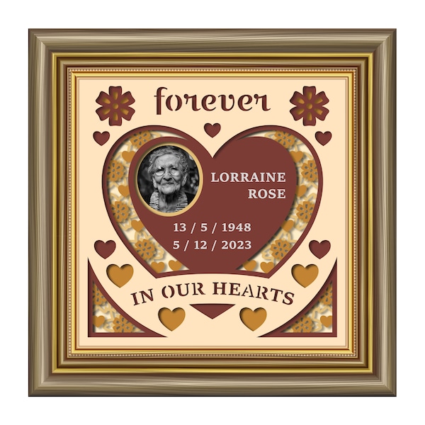 CUSTOMIZABLE 3D MEMORIAL Shadow Box svg - for cricut