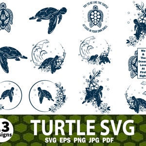 Schildkröte SVG, Meeresschildkröte Clipart, Stammes Schildkröte PNG, süße Schildkröte Schnittdatei, Cricut Schildkröte Design, Ozeantier Vektor, Sublimation PNG