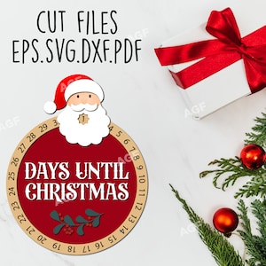 Christmas Santa Countdown SVG, Christmas Ornaments SVG Laser Cut Files, Christmas ornaments Svgs 2024, Laser Cut File