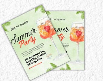 Invito per festa estiva modificabile/Festa a tema Aperol Spritz/Invito per festa a tema estivo/