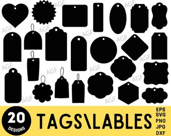 Tag SVG, Tags SVG Bundle, Tags Template, DXF, Label, Cloth, Gift, Custom, gift bag Tags Template, Cut File Label Svg