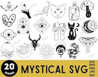 Witchcraft SVG Bundle: Celestial, Moon, Magic Designs (Digital Download)