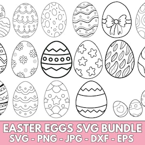 Easter Egg Bundle SVG Files | Easter 2025 Cut Files | Easter Egg Silhouette Vector Files | Happy Easter Vector | Cute Easter Egg Clip Art