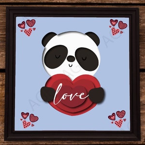 Panda Shadow Box 3D Svg, Panda 3D Svg ,Panda 3D Box Svg ,Panda Light Box Svg ,