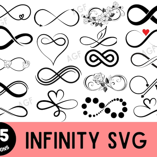 Infinity Svg, Infinity Love Svg Bundle, Forever Infinity Svg, Infinity Clipart, T Shirt Design, Infinity Heart Svg