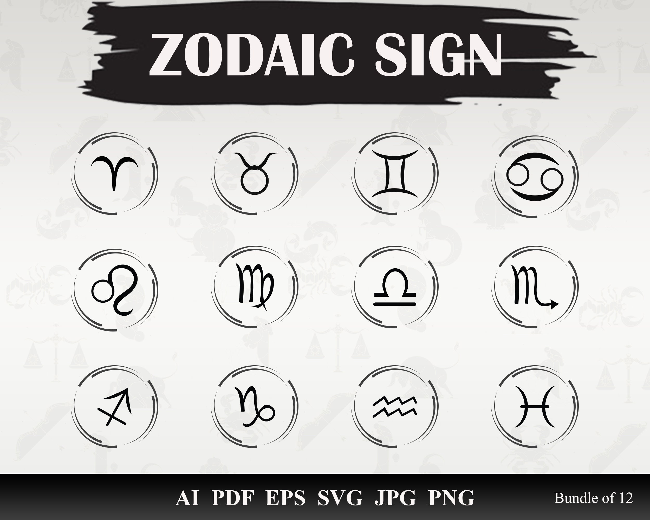 Zodiac Signs SVG Bundle: Constellation Horoscope Graphics (Digital Download)