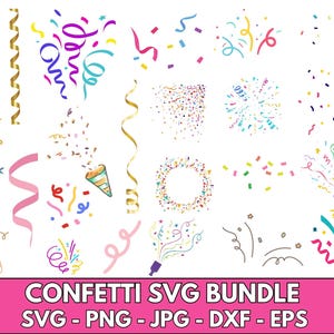 Confetti Svg Bundle, Confetti Png, Confetti Clipart, Birthday Party Svg, Confetti Dxf, Confetti, Svg Files For Cricut, Instant Download