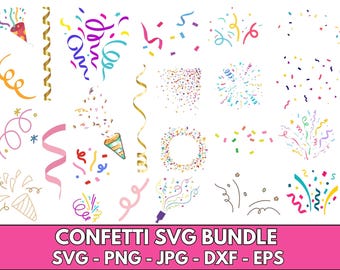 Confetti SVG Bundle, Birthday Party Clipart, Cut Files (Digital Download)