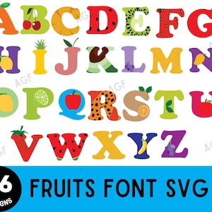 ABC Alphabet Sticker, Letter Sticker, 'Fruity Parade