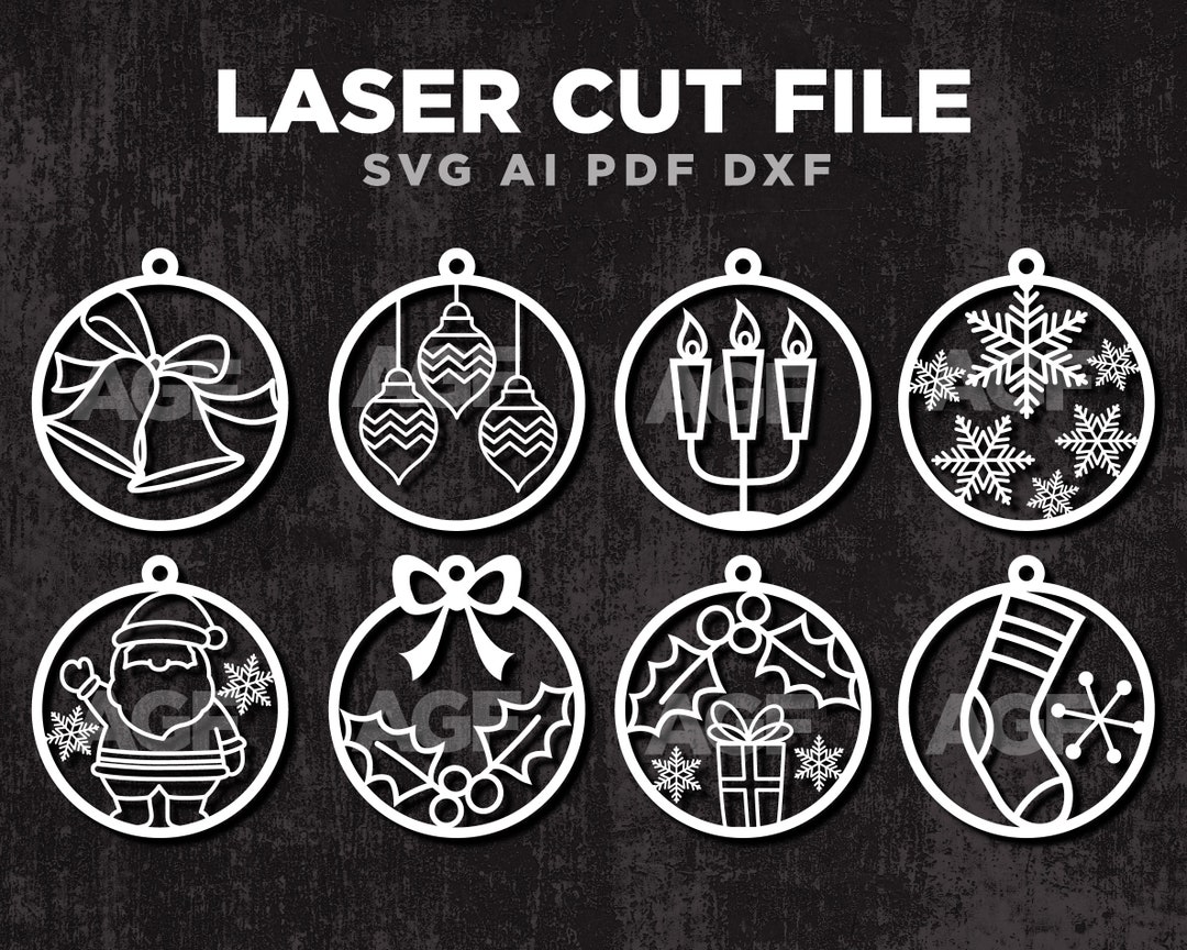 Laser Cut Christmas Ornament SVG Bundle: 3D Tree Decorations (digital ...