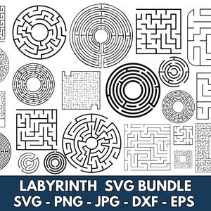 Labyrinth SVG Bundle, Maze png Bundle, Labyrinth Clipart, Maze Svg files for cricut, Labyrinth Vector, Labyrinth monogram, Maze Puzzle