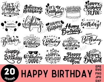 Birthday SVG Bundle: Cake, Balloons, Quotes (Digital Download)