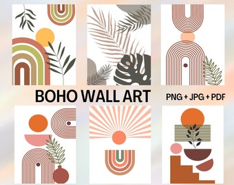 Boho Wall Art Print Set: Terracotta Neutral Decor (Digital Download)