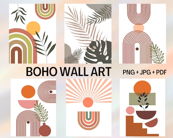 Boho Wall Art Print Set: Terracotta Neutral Decor (Digital Download)