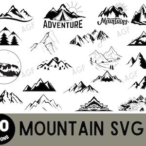 Mountains SVG, Forest Svg Cricut. Mountain svg clipart. Silhouette svg cut file. Outdoor svg, Travel svg, Hiking svg