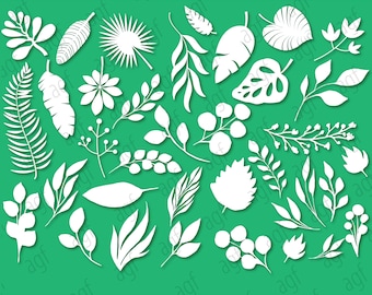 Leaves SVG Bundle: Hand-Drawn Greenery, Leaf Border (Digital Download)