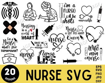 Nurse SVG Bundle: Nurse Life Quotes, Clipart (Digital Download)
