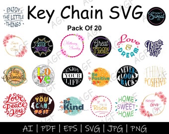 Keychain SVG Bundle: Key Ring Pattern Designs (Digital Download)