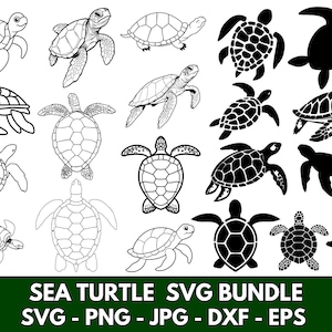 Sea Turtle SVG Clipart: 200 Turtle Designs (Digital Download)