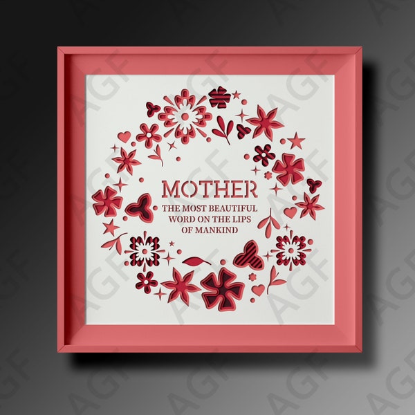 3D Mother SVG, Multilayer Mother Gift Dxf, Cricut Shadow Box SVG, Gift For Papercut, Shadowbox svg - for cricut - for silhouette