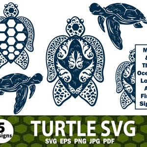 Turtle SVG, Sea Turtle Clipart, Tribal Turtle PNG, Cute Turtle Cut File, Cricut Turtle Design,instant download
