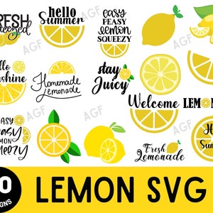 Bundle Svg citron, Svg été, limonade Svg, Bonjour été svg, clipart citron, motifs en couches, pour Cricut & fichiers de coupe Silhouette