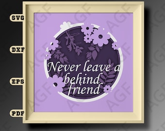 Freunde Schattenbox SVG: 3D Papierschnitt Geschenk (Digitaler Download)