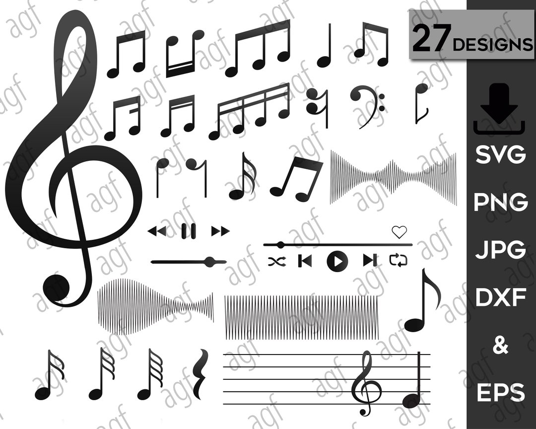 Music Notes Svg, Musical Notes Clipart, Musical Notes Svg, Files for ...