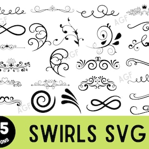 Wir SVG, Dekoracyjny Wir Clipart, Rozkwit SVG, Ozdobny Wir PNG, Elegancki Plik Cięcia Wiru, Projekt Cricut Flourish, Natychmiastowe Pobieranie