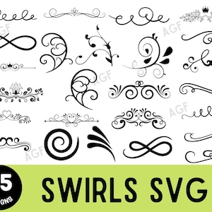 Swirl svg , Swirl Clipart, Swirl Heart SVG ,Flourish svg Bundle, Home Decor , Swoosh svg , Swirl svg , Cut File for Cricut