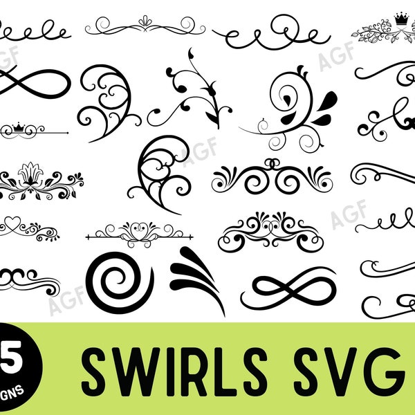 Swirl svg , Swirl Clipart, Swirl Heart SVG ,Flourish svg Bundle, Home Decor , Swoosh svg , Swirl svg , Cut File for Cricut