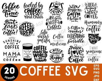 Coffee Svg Bundle | Funny Caffeine Quote Svg | Sarcastic Coffee PNG DXF | Cricut Cut File Instant Download | Coffee Mug Shirt Tumbler SVG