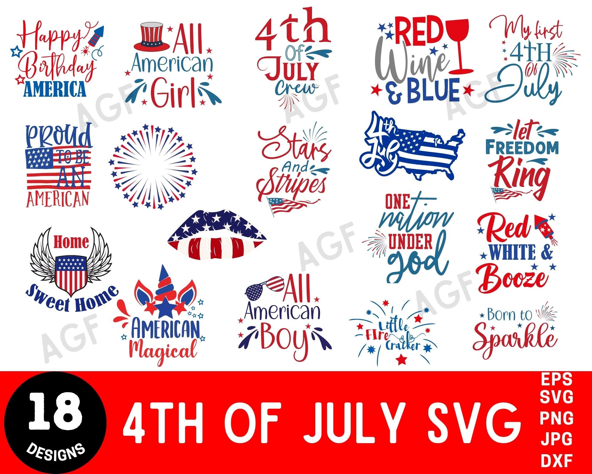 4th of July SVG Bundle, USA Flag, Independence Day Patriotic Designs ...